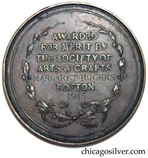 Medal presented by the Society of Arts and Crafts Boston in 1915 to Margaret Rogers for her metalwork