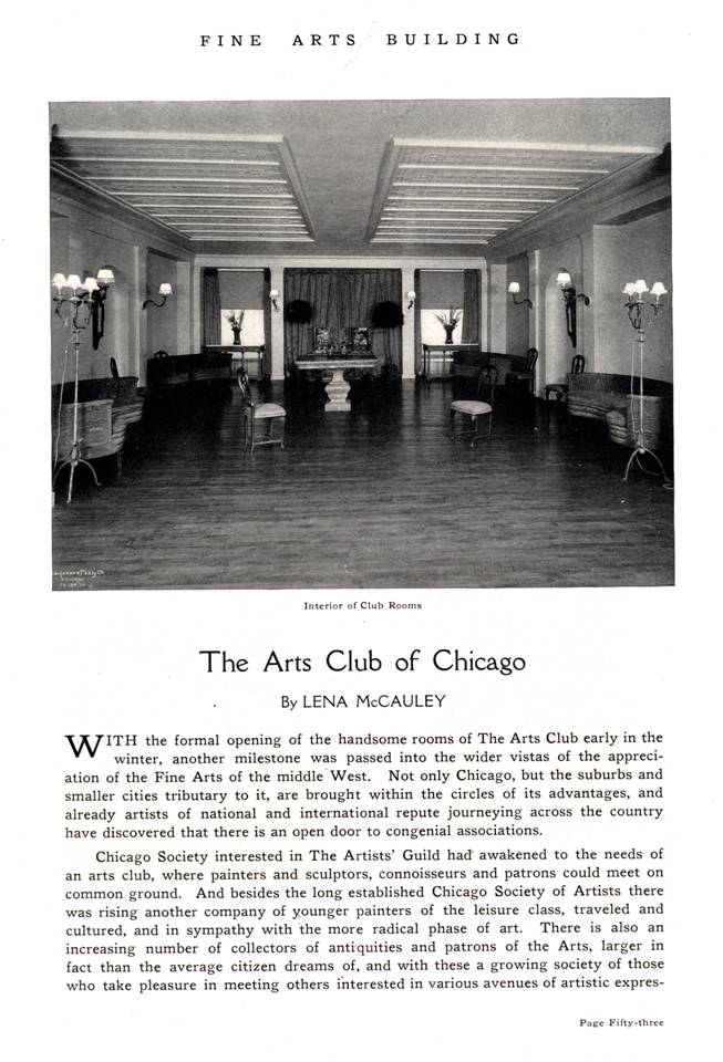 1917 history -- Arts Club of Chicago p. 1