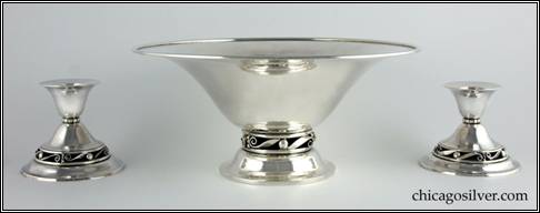 Console set, bowl and pair (2) of candlesticks from Kalo's Norse line, with large version of bowl normally seen in this set.  
