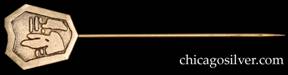 Carence Crafters stickpin, shield-shaped, nickel silver, with acid-etched design