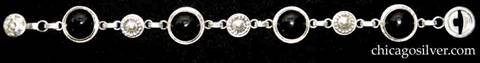 Laurence Foss bracelet with round black bezel-set cabochon onyx stones 