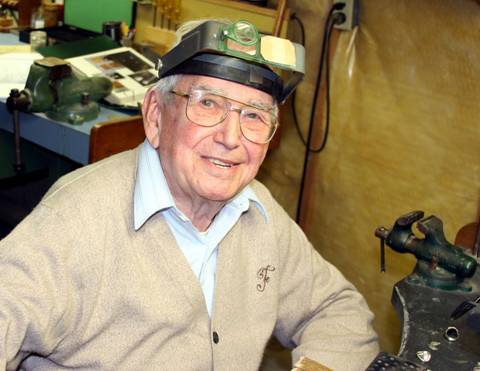 Laurence Foss at his workbench