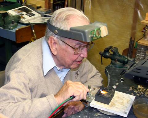 Laurence Foss at his workbench