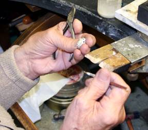 Laurence Foss at his workbench