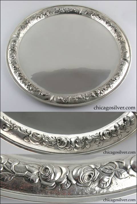 Falick Novick silver tray with detailed repouss work 