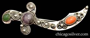 Lillian Pines brooch / pin, scimitar form.