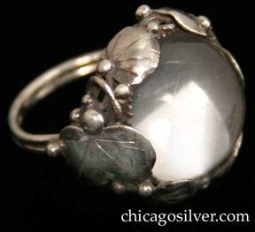Mary Gage ring with round moonstone or rock crystal
