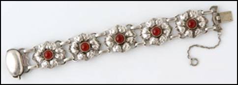 Kalo link bracelet with carnelian stones