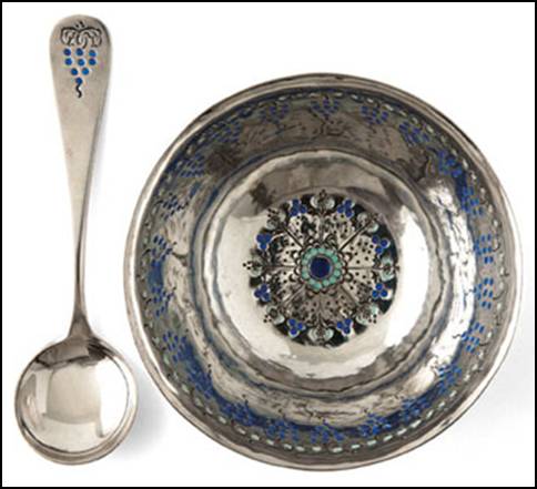 Mary C. Knight enameled bowl and spoon