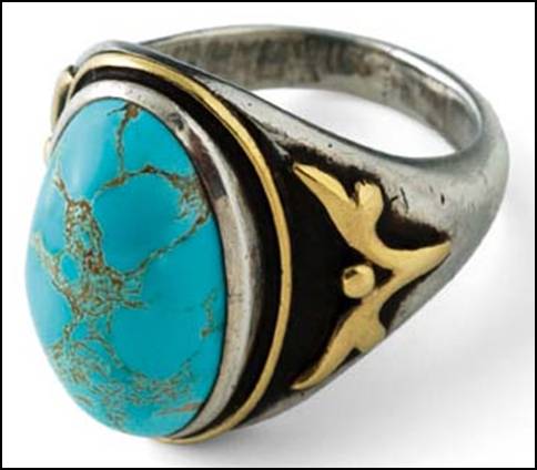 F. G. Hale ring handwrought in sterling silver with applied 14K gold accents