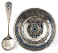 Knight enameled bowl and spoon
