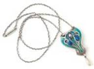 Rokesley enameled silver pendant on chain
