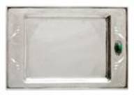 Kalo trademark silver tray with stone and cutouts
