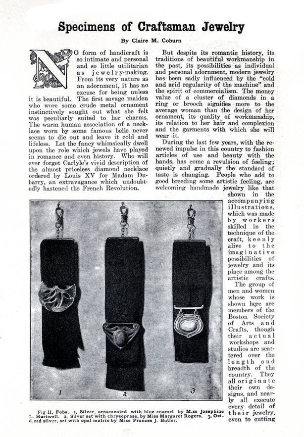 "Specimens of Craftsman Jewelry" -- 1906, Good Housekeeping 