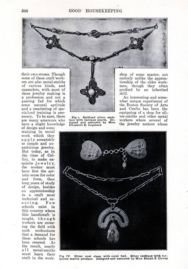 "Specimens of Craftsman Jewelry" -- 1906, Good Housekeeping 