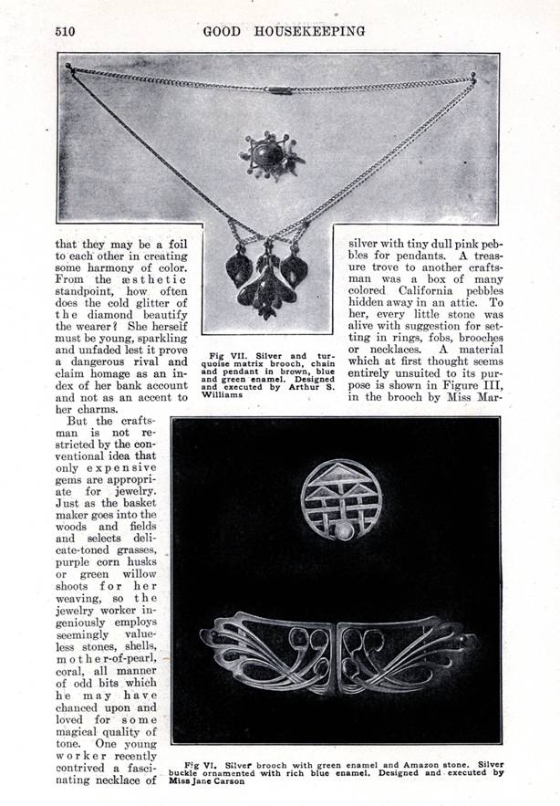 "Specimens of Craftsman Jewelry" -- 1906, Good Housekeeping 