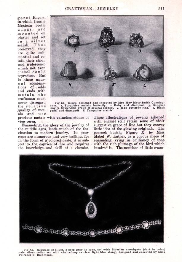 "Specimens of Craftsman Jewelry" -- 1906, Good Housekeeping 