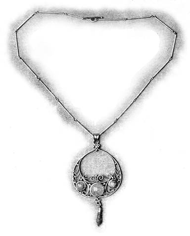 Pendant and chain executed by the pupils of Theodore Hanford Pond, a member of the Handicraft Club of Baltimore.
