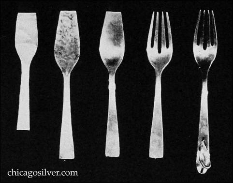 FIVE STEPS IN THE HAND PRODUCTION OF FLATWARE by Peer Smed
