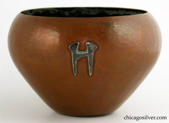 Robert R. Jarvie Copper bowl with silver H monogram
