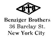 Benziger Brothers jewelry mark