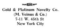 Gold & Platinum Novelty Co. - M. Veinus & Co. jewelry mark