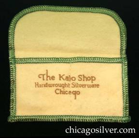 Kalo cloth jewelry bag, with green stitching