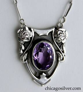 Kalo necklace / pendant, on paperclip chain with amethyst.   