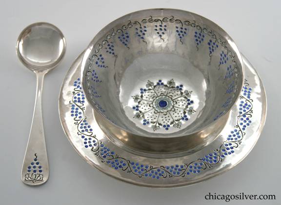 Mary Catherine Knight set, sauce or mayonnaise, three pieces consisting of bowl, underplate, and spoon.  
