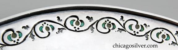 Detail from Mary C. Knight EGW plate showing chasing and enamel