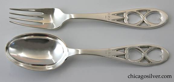Lawrence child's utensil set with pierced hearts