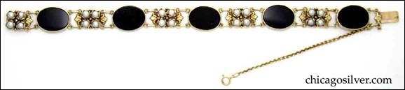 Margaret Rogers 18K gold bracelet with onyx and pearls