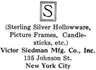 Victor Siedman Mfg. Co. silver mark