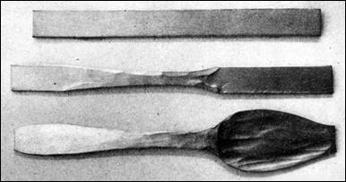 Initial steps of handmade spoon manufacture