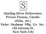 Victor Siedman Mfg. Co. silver mark