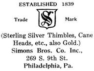 Simons Bros. Co. silver mark