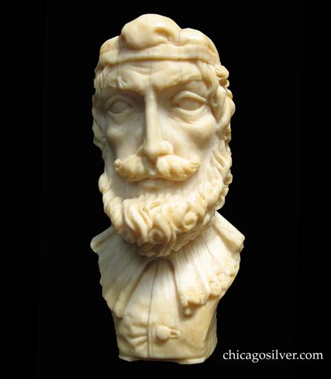 Ivory cane handle carved by Peer Smed