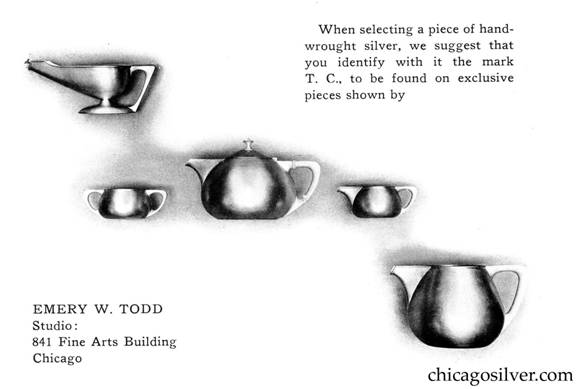Emery Todd TC Shop 1917 Advertisement in Chicago Artists Guild Publication
