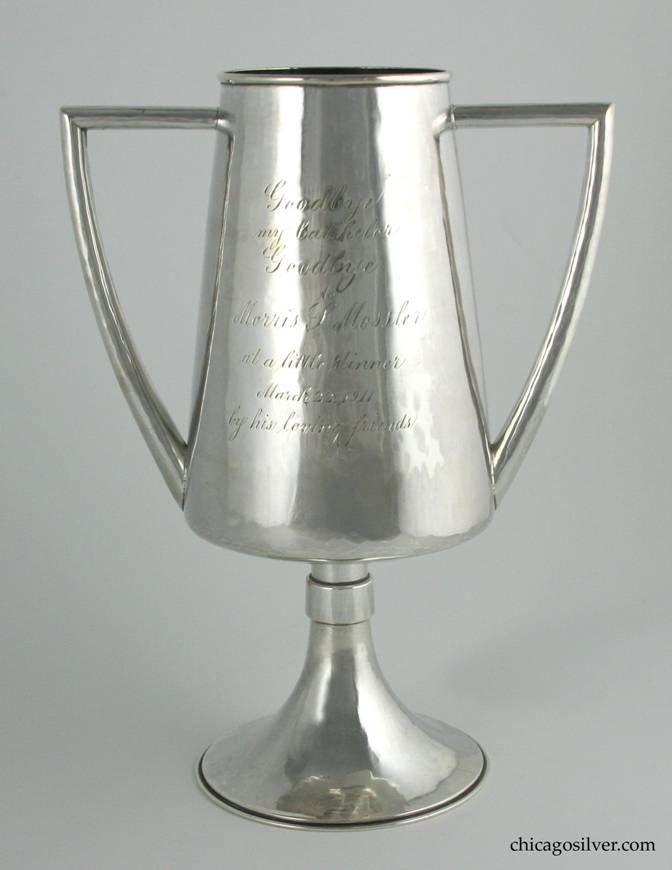 Kalo trophy, two-handled, on pedestal base with flat top hollow handles.  