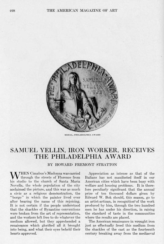 Samuel Yellin article